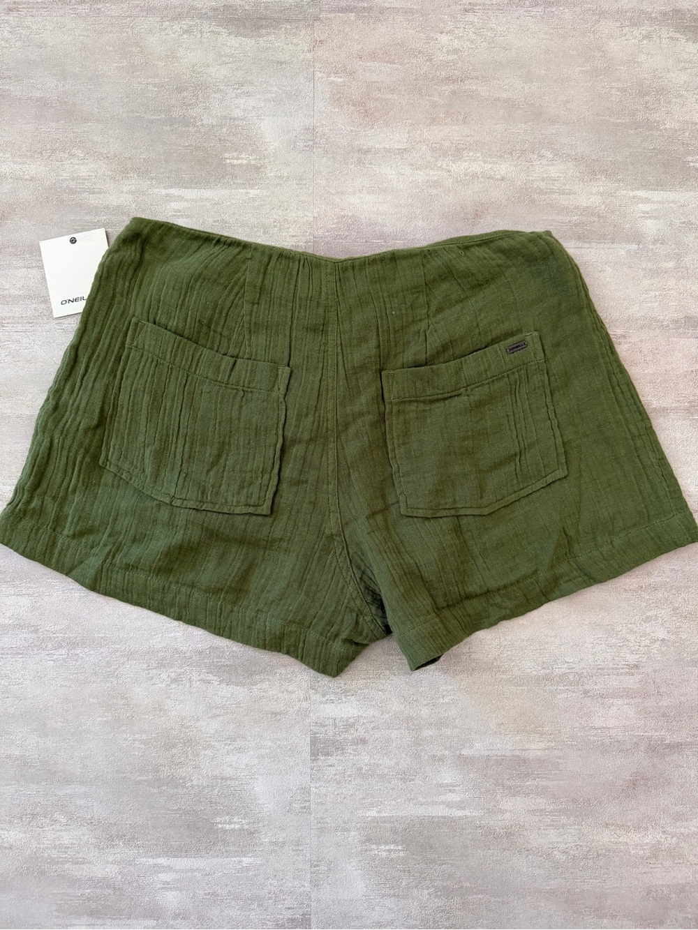NWT | O’Neill | Olive Green Cotton Gauze Henley Shorts - Size 27 - Picture 4 of 4